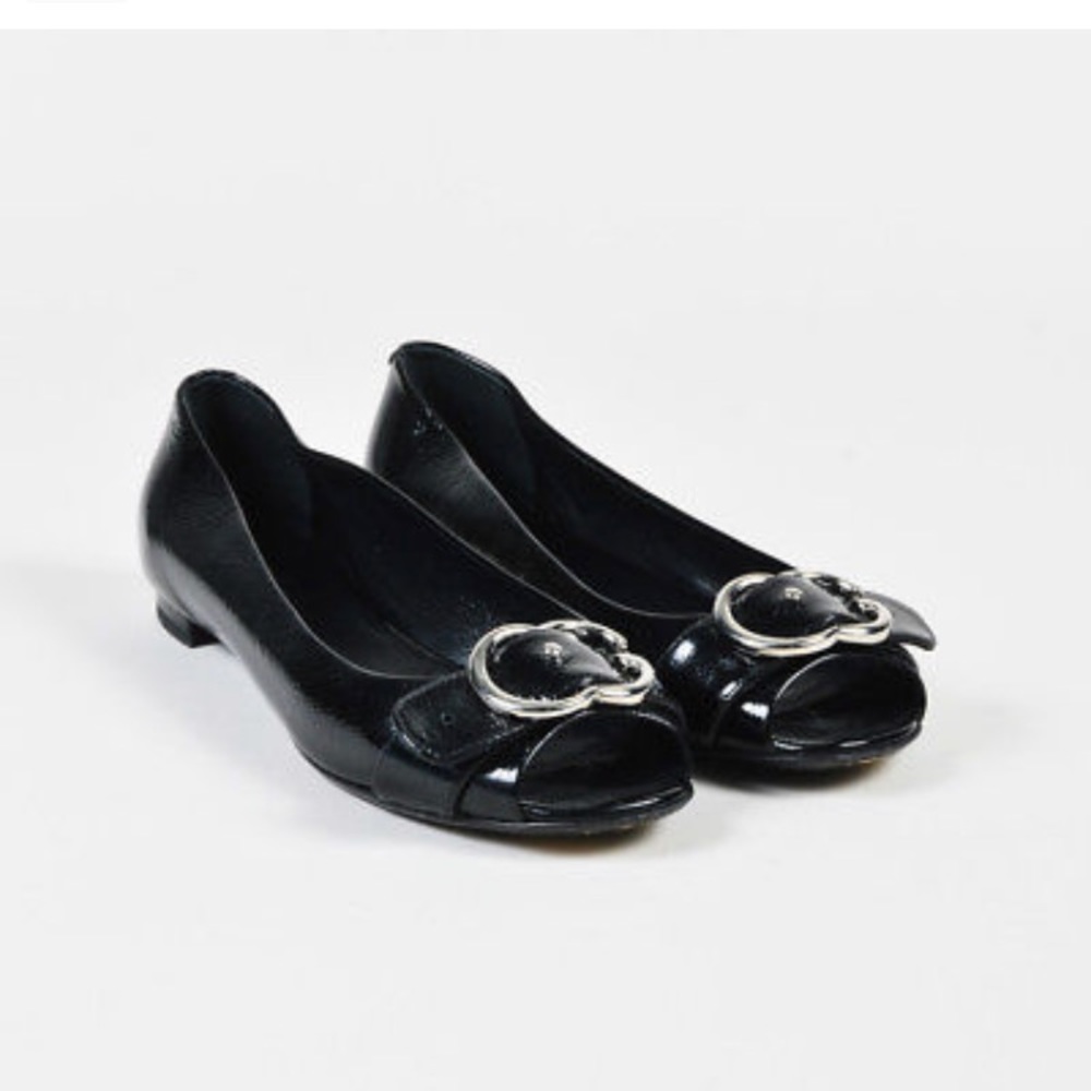 Gucci "Nero" Black Vernice Flats